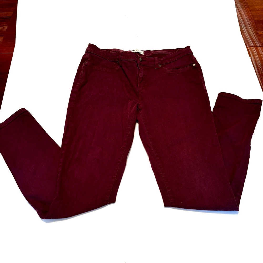 Lila Ryan Burgundy Skinny Jeans Stretch Denim Size 33